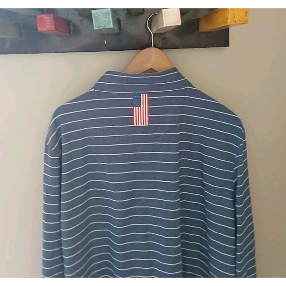 Rhoback 1/4 Zip Performance Top Size XL Blue Stripe Nylon USA Golf Preppy - Picture 7 of 8